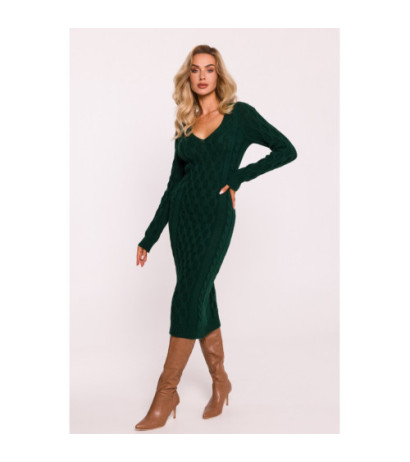 M824 Sweater dress with V neckline - green