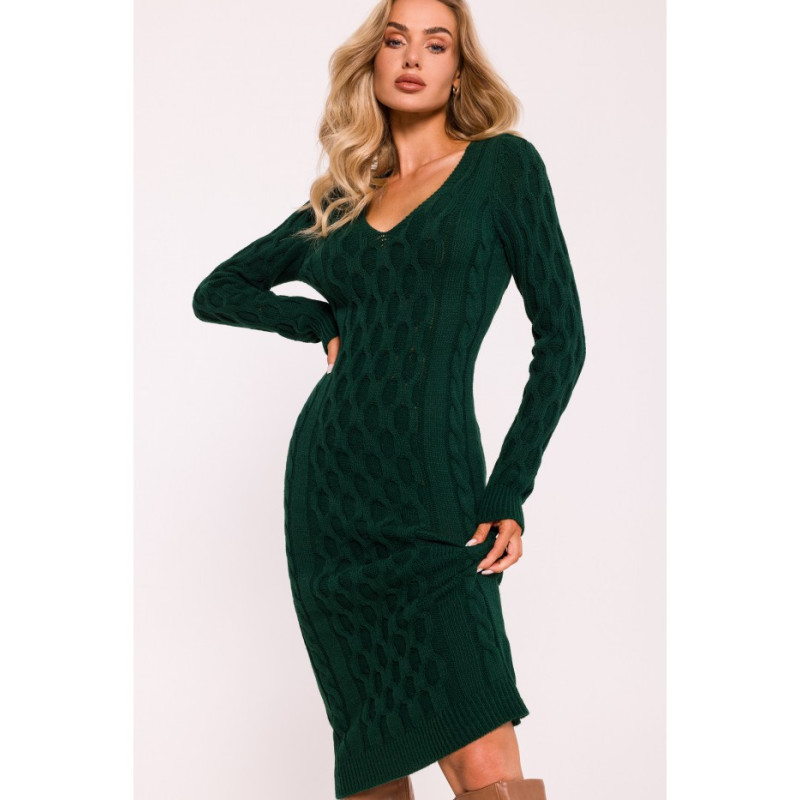 M824 Sweater dress with V neckline - green