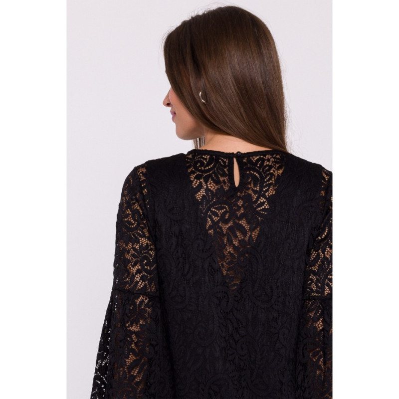 S380 Lace trapeze dress - black