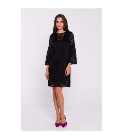 S380 Lace trapeze dress - black