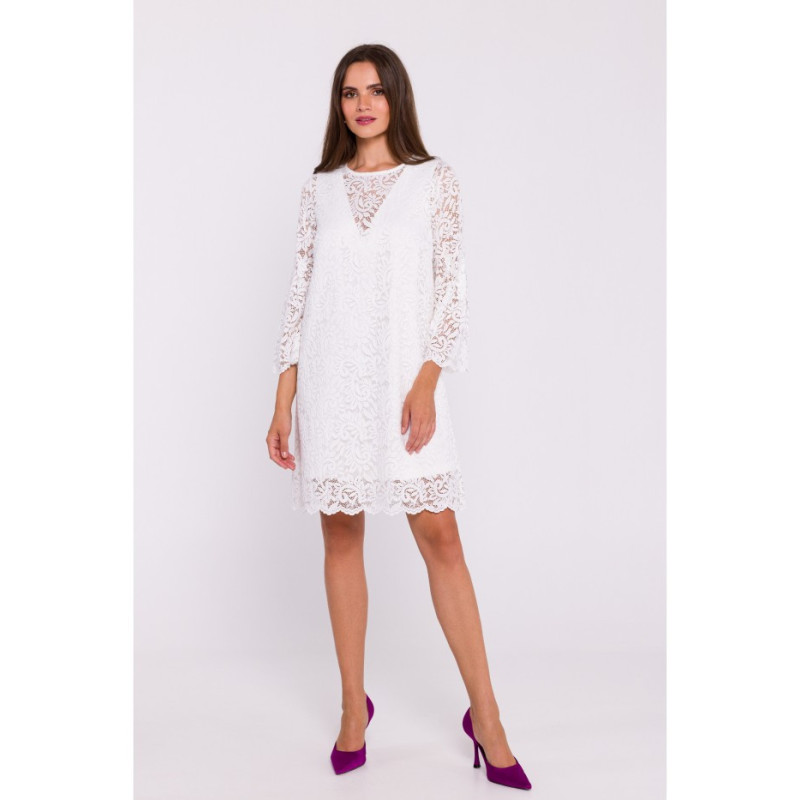 S380 Lace trapeze dress - ecru