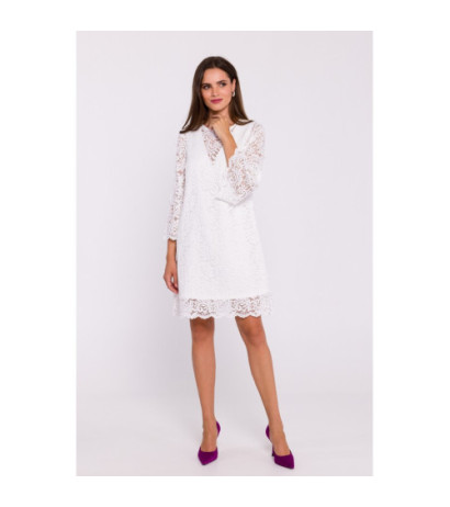 S380 Lace trapeze dress - ecru