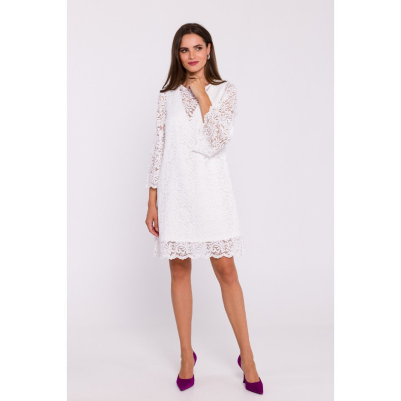 S380 Lace trapeze dress - ecru