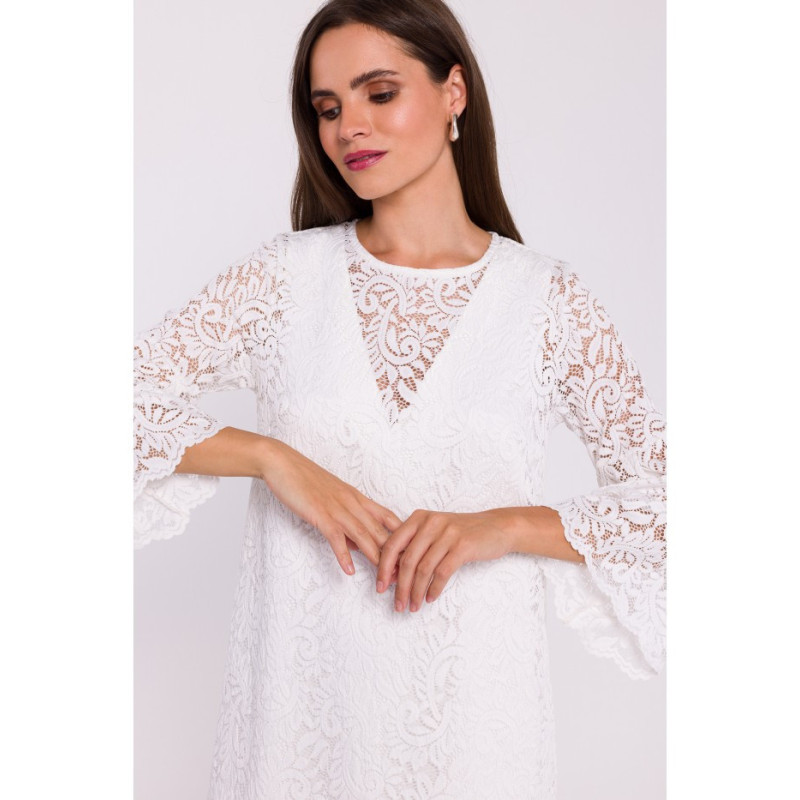 S380 Lace trapeze dress - ecru