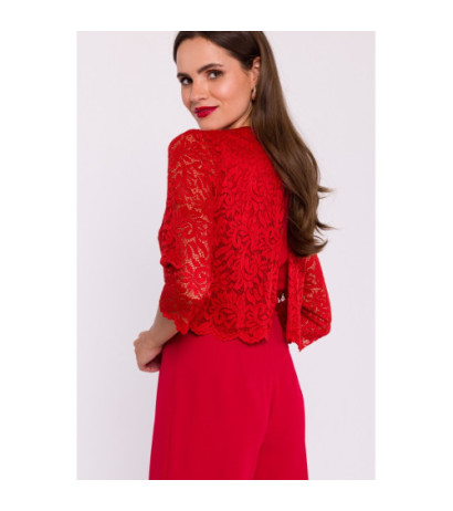 S381 Jumpsuit with lace top - red