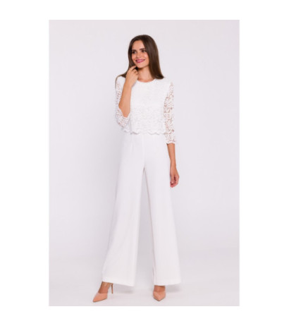 S381 Jumpsuit with lace top - ecru