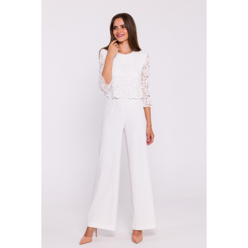 S381 Jumpsuit with lace top - ecru