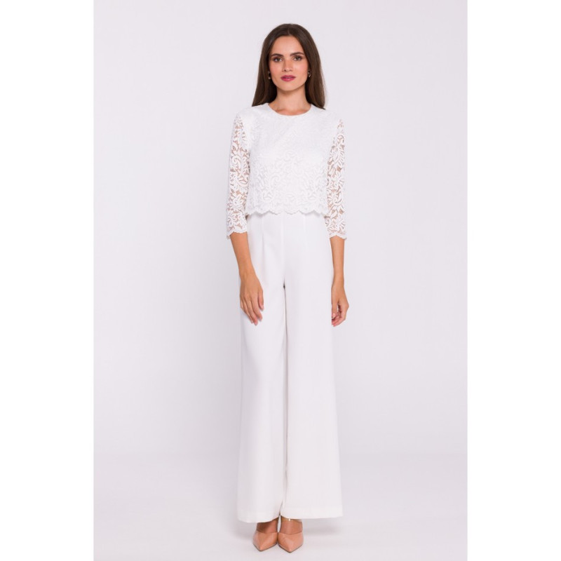 S381 Jumpsuit with lace top - ecru