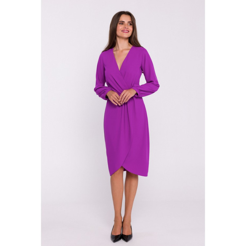 S384 Dress with decorative pleats on the front - lavender