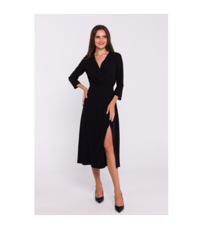 S385 Blush dress with envelope neckline - black