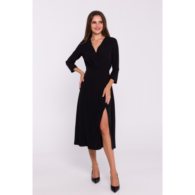 S385 Blush dress with envelope neckline - black