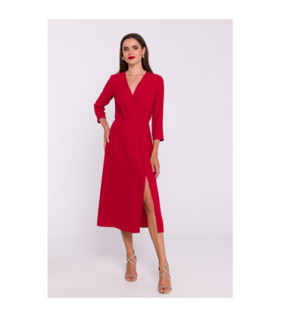 S385 Blush dress with envelope neckline - red