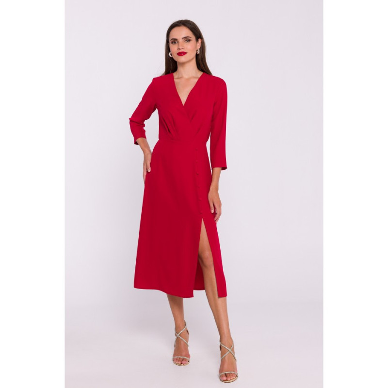 S385 Blush dress with envelope neckline - red