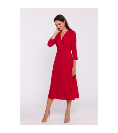 S385 Blush dress with envelope neckline - red