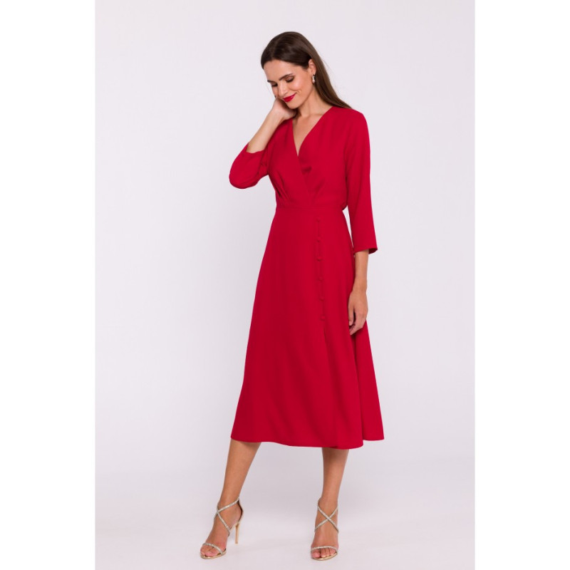 S385 Blush dress with envelope neckline - red