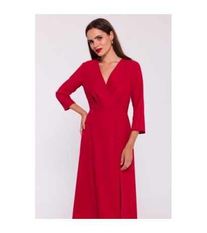 S385 Blush dress with envelope neckline - red