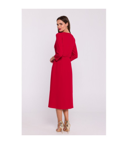 S385 Blush dress with envelope neckline - red