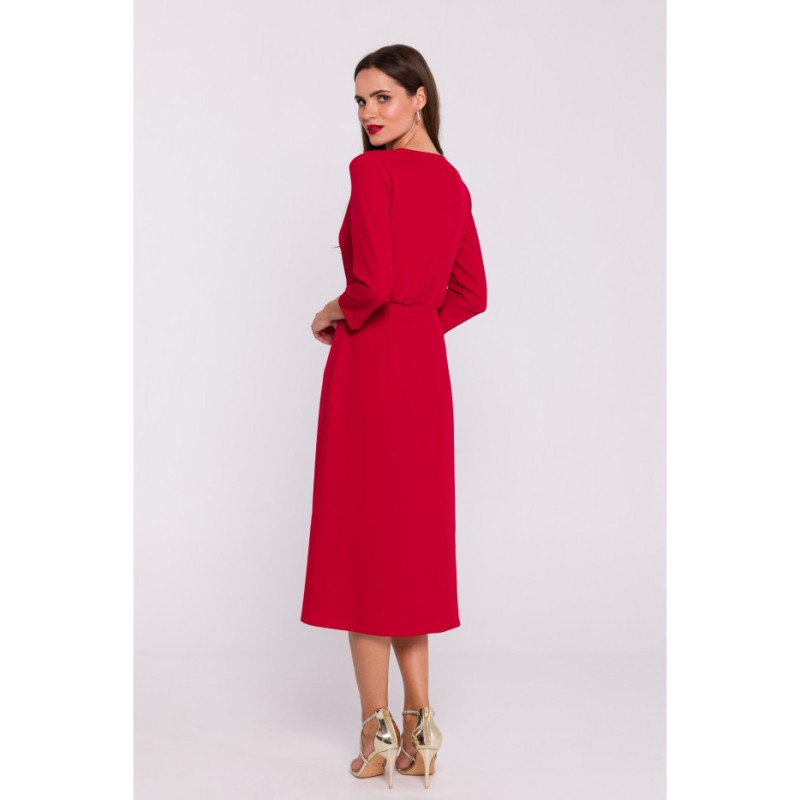 S385 Blush dress with envelope neckline - red