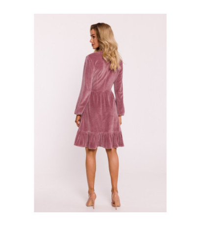 M826 Velour dress with yoke - dirty pink