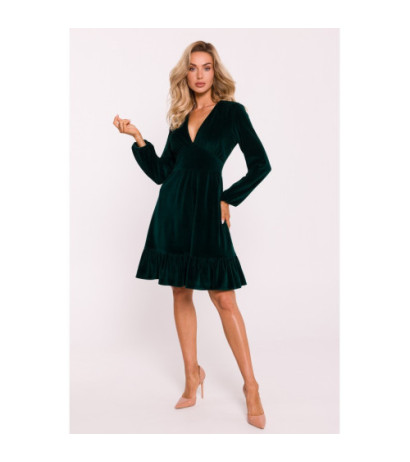 M826 Velour dress with yoke - green