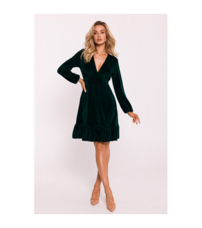 M826 Velour dress with yoke - green