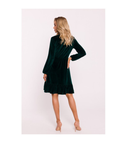 M826 Velour dress with yoke - green