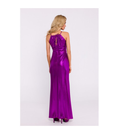 M833 Maxi dress with tied neckline - purple