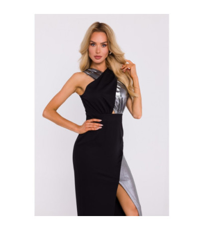 M835 Combination fabric dress - black