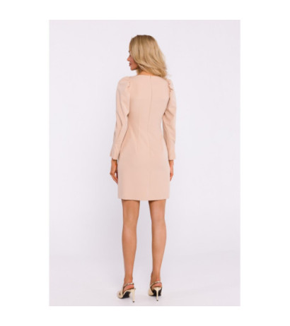 M836 Mini dress with deep neckline - beige