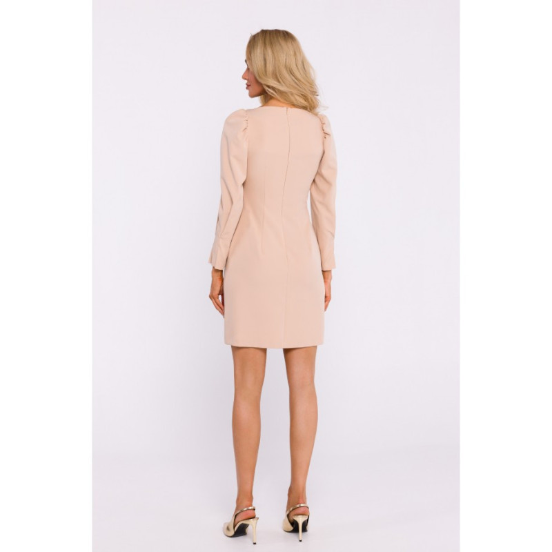 M836 Mini dress with deep neckline - beige