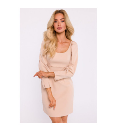 M836 Mini dress with deep neckline - beige