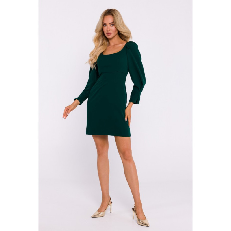 M836 Mini dress with deep neckline - bottle green