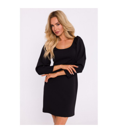 M836 Mini dress with deep neckline - black