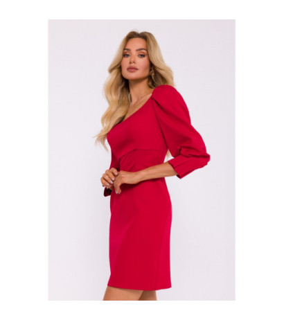 M836 Mini dress with deep neckline - red