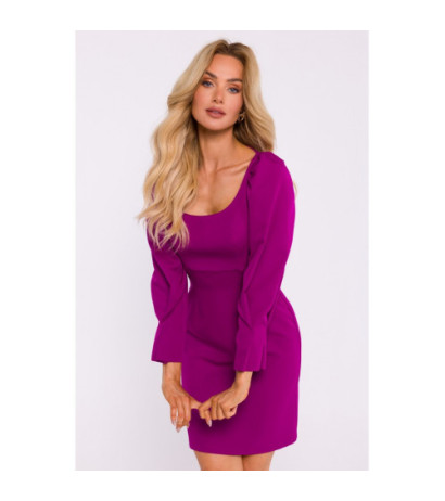 M836 Mini dress with deep neckline - ruby