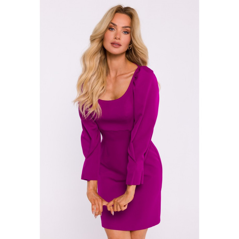 M836 Mini dress with deep neckline - ruby