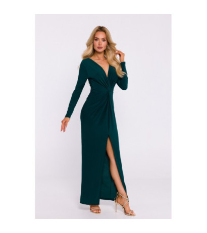 M840 Interlaced stretch knit dress - bottle green