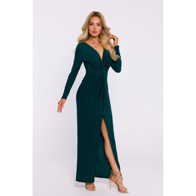 M840 Interlaced stretch knit dress - bottle green