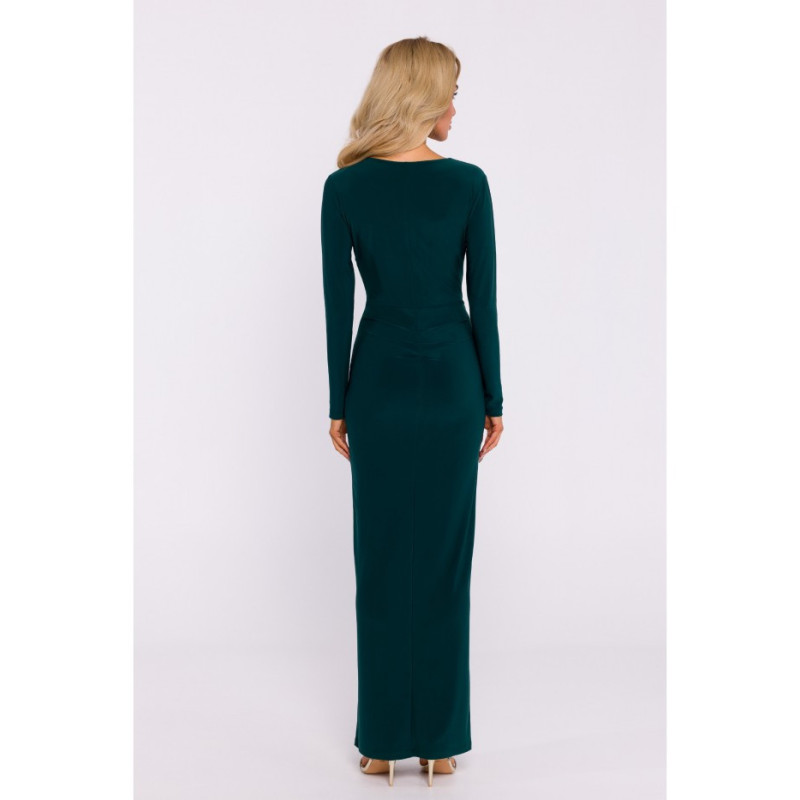 M840 Interlaced stretch knit dress - bottle green