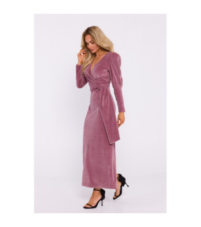 M828 velour maxi evening dress - dirty pink