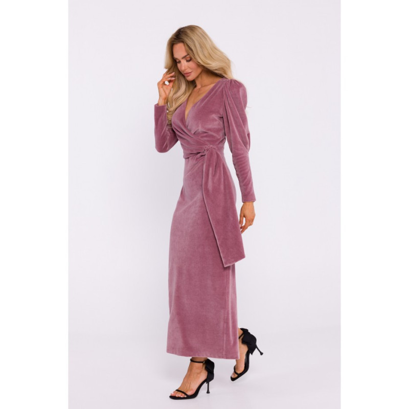 M828 velour maxi evening dress - dirty pink