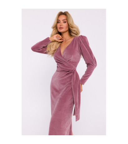 M828 velour maxi evening dress - dirty pink