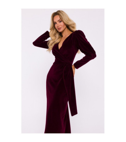 M828 Velour maxi evening dress - maroon