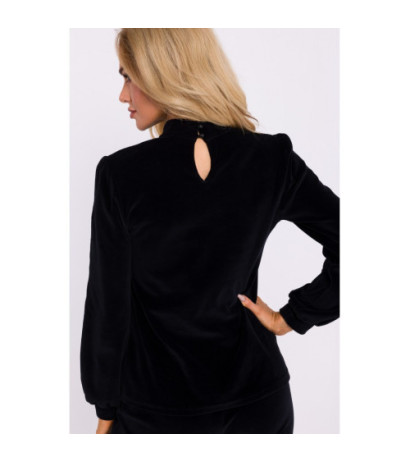 M831 Velour blouse with halter neckline - black