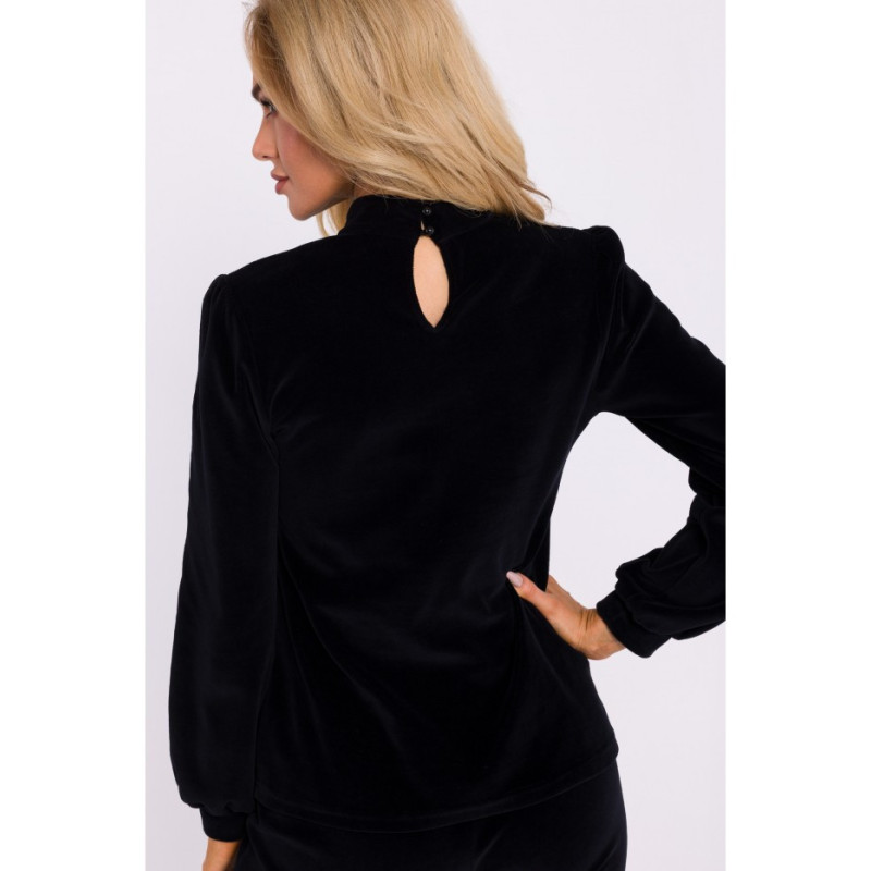 M831 Velour blouse with halter neckline - black