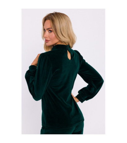 M831 Velour blouse with halter neckline - green