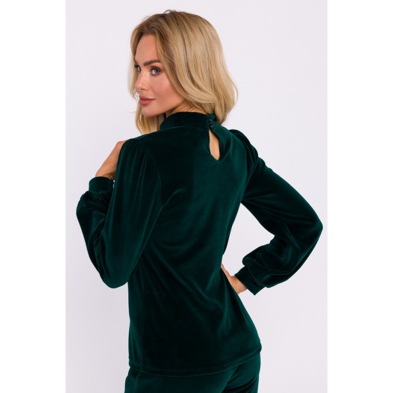 M831 Velour blouse with halter neckline - green