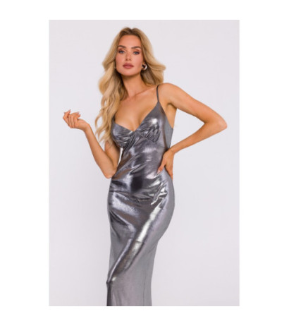 M834 Maxi dress with crease under bust - silver