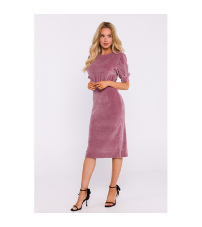 M827 Velour dress with short sleeves - dirty pink