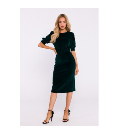 M827 Velour dress with short sleeves - green